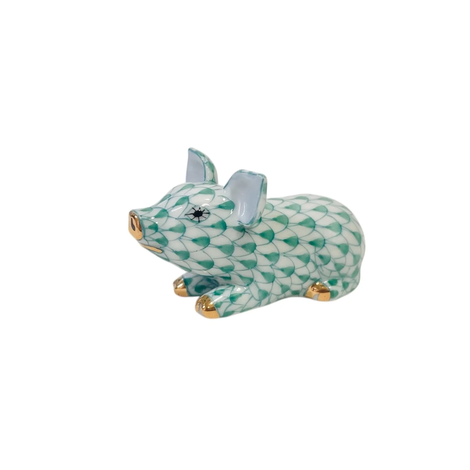 Herend Little Pig, Lying Fishnet Figurine - Image 4