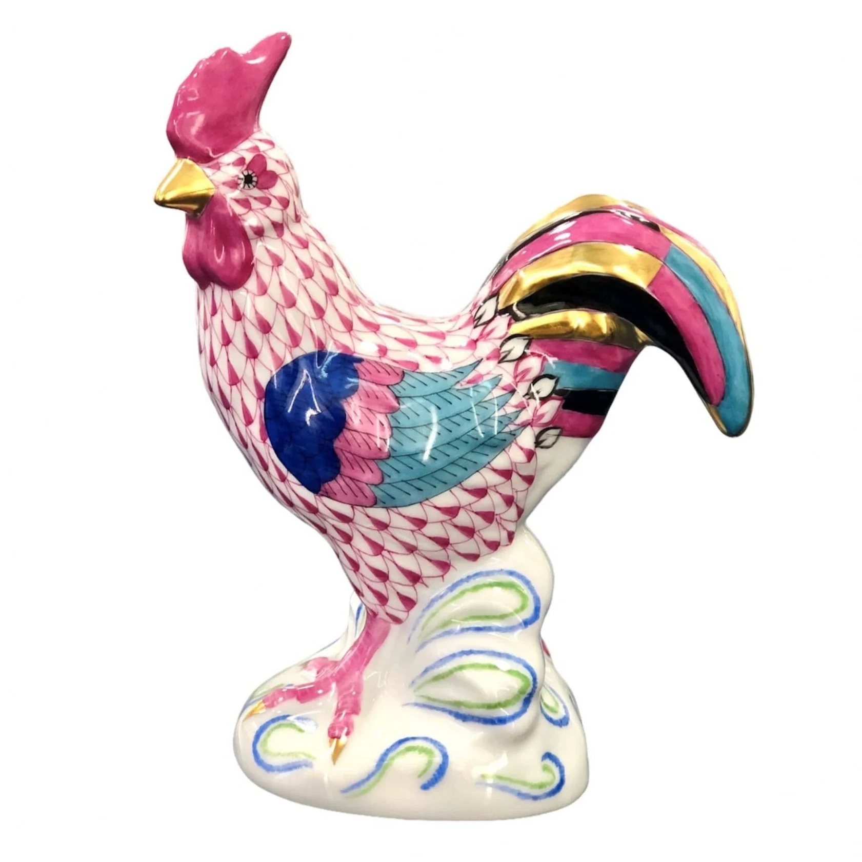 Herend Rooster, Looking to the Left Fishnet Figurine - Image 2