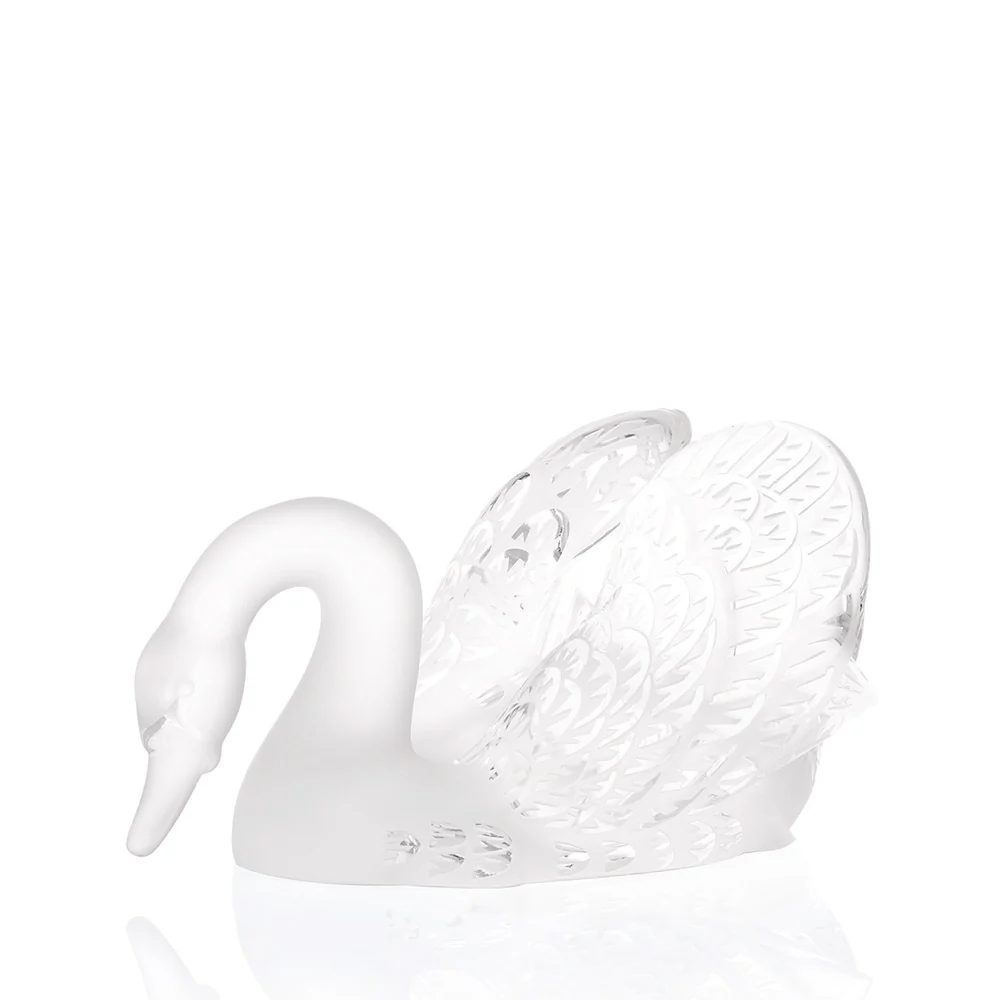 Lalique Swan Head Down Sculpture, Clear