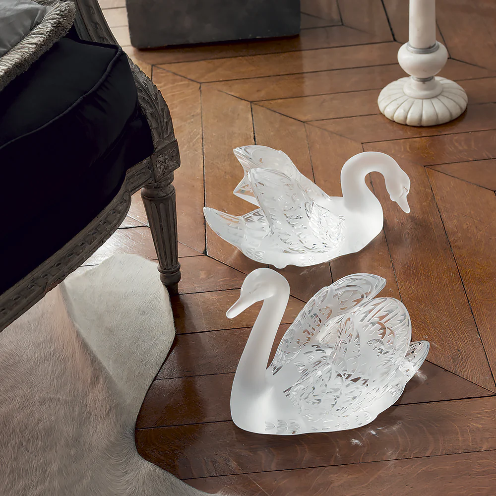 Lalique Swan Head Down Sculpture, Clear - Image 2