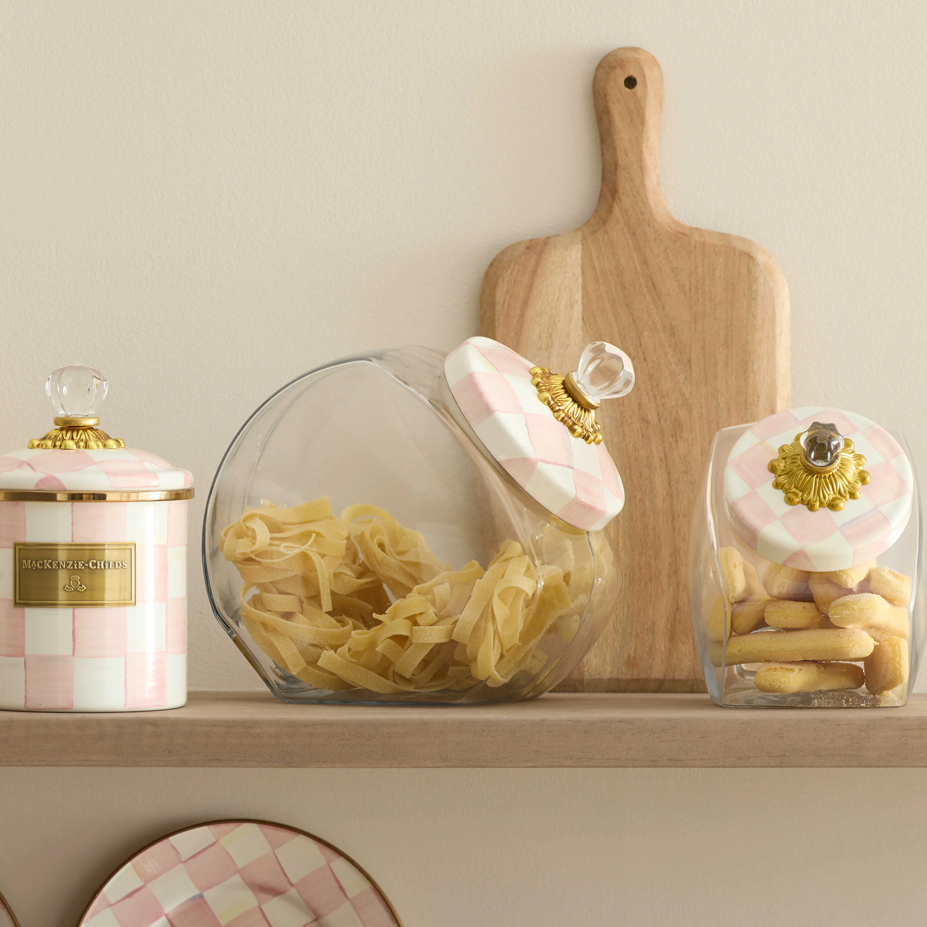 MacKenzie-Childs Rosy Check Cookie Jar with Enamel Lid - Image 2