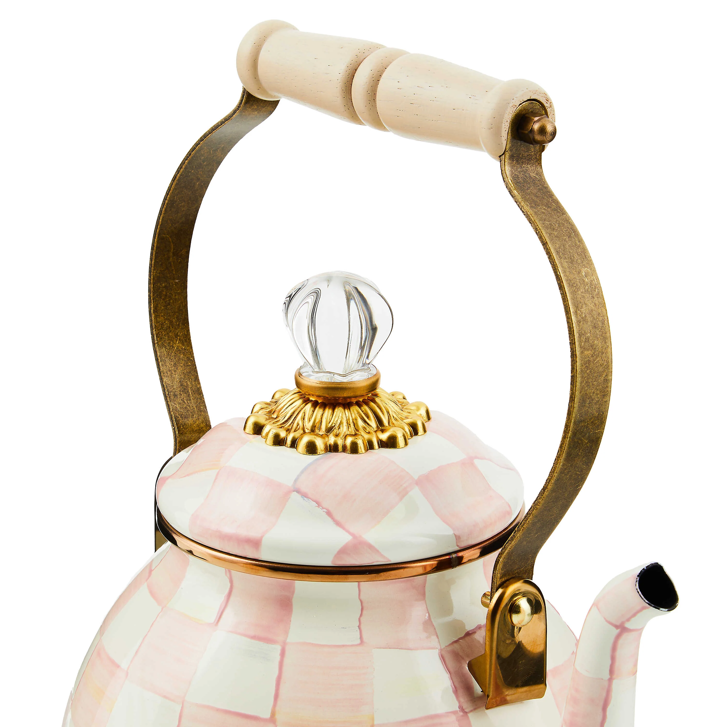 MacKenzie-Childs Rosy Check Enamel Tea Kettle - 2 Quart - Image 3