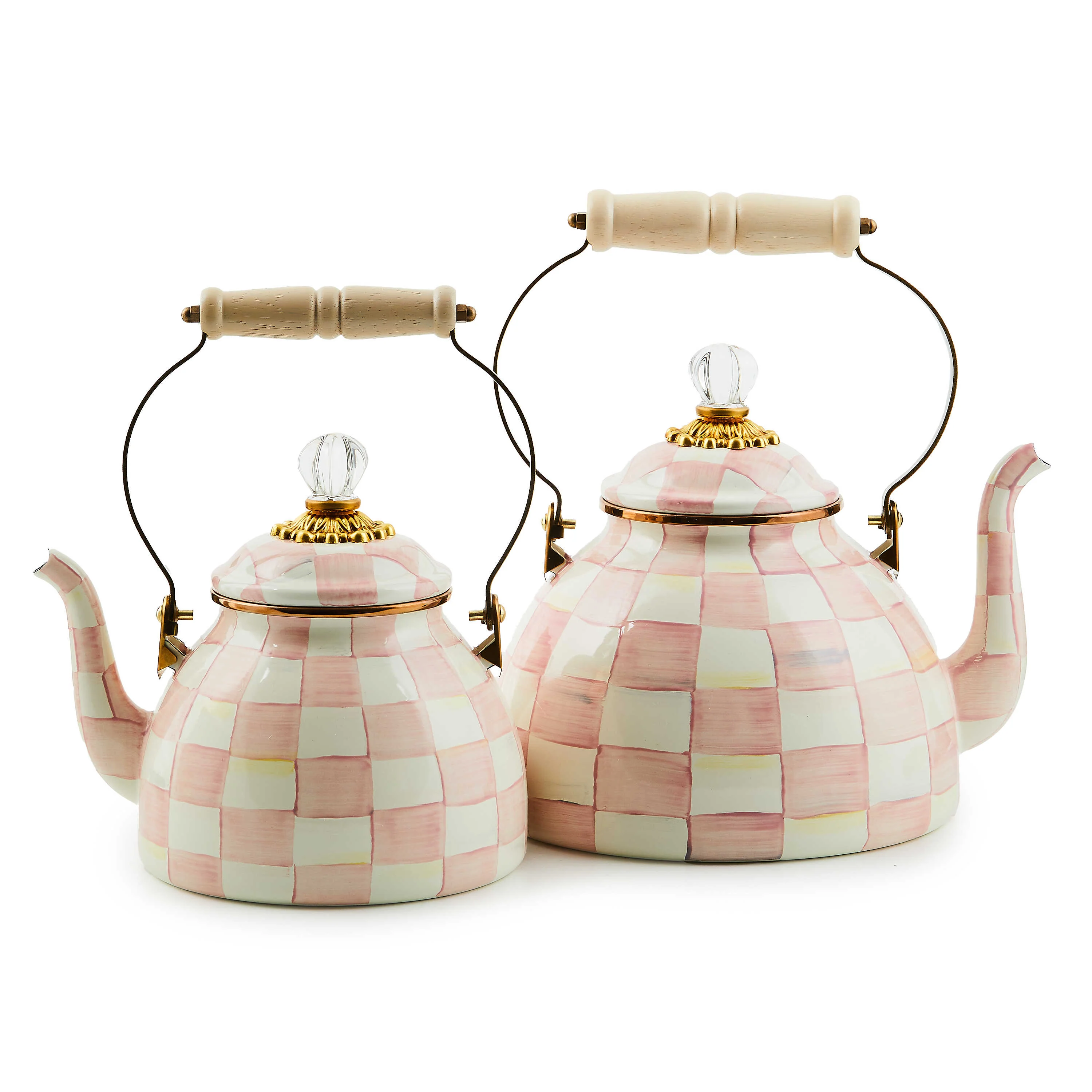 MacKenzie-Childs Rosy Check Enamel Tea Kettle - 2 Quart - Image 4