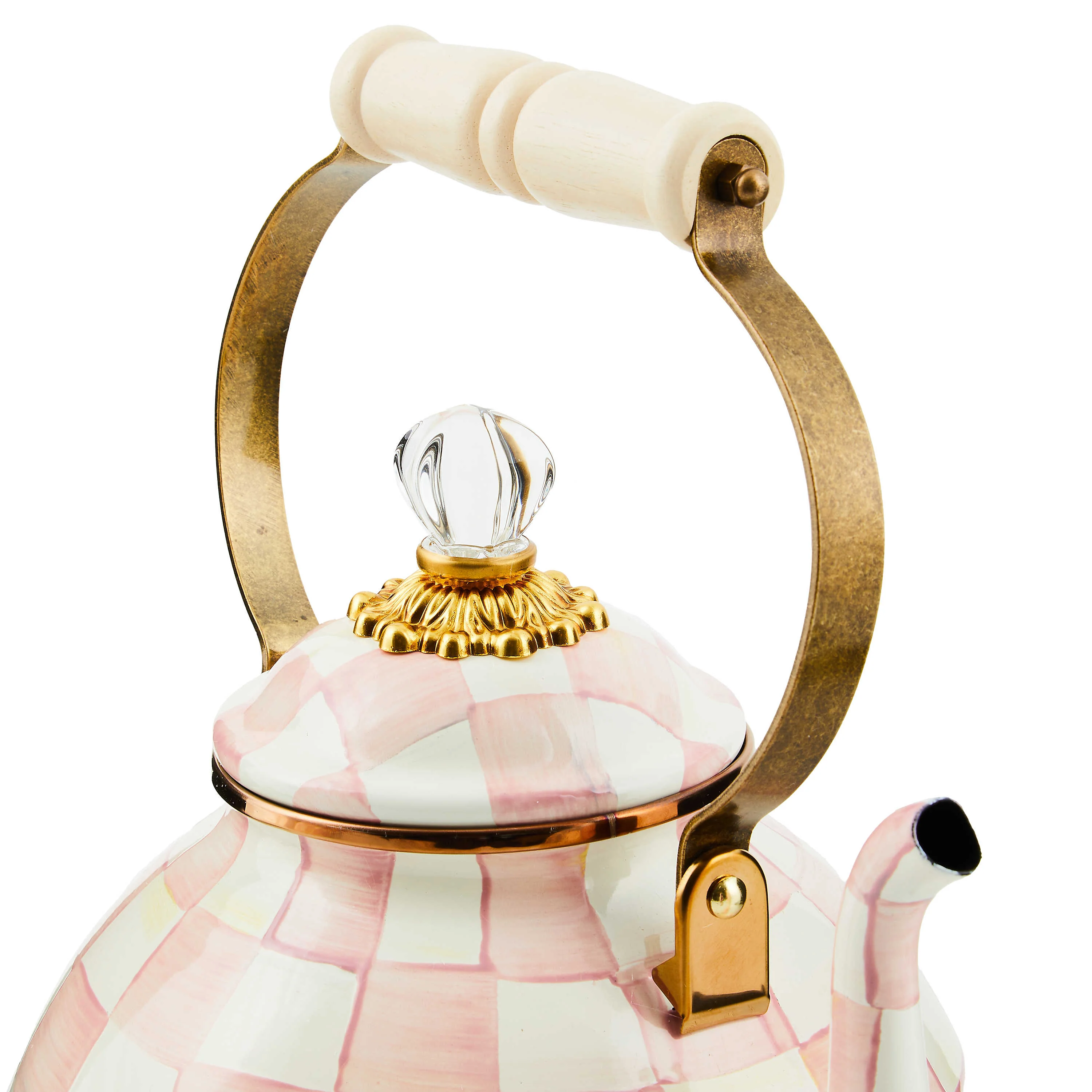 MacKenzie-Childs Rosy Check Enamel Tea Kettle - 3 Quart - Image 4