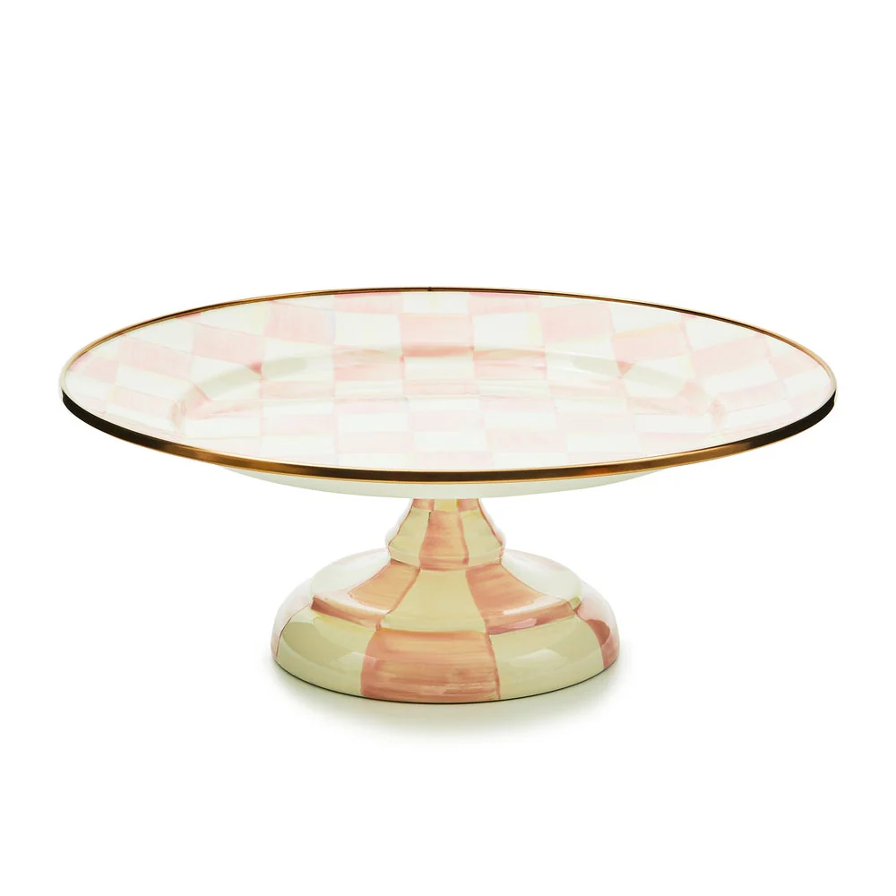 MacKenzie-Childs Rosy Check Large Pedestal Platter
