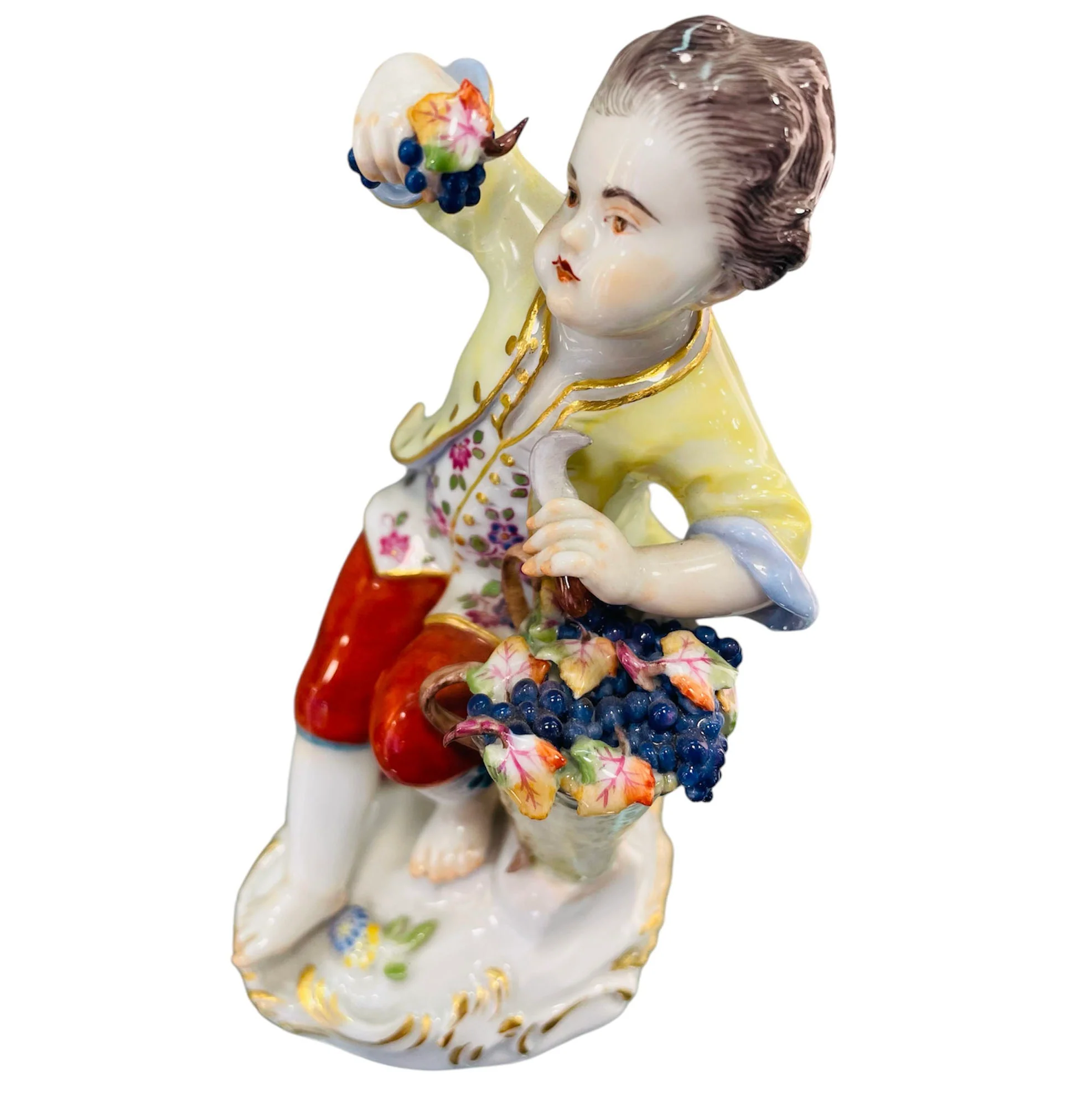 Meissen Gardener Figurine Child Boy with Grape Pannier - Image 3