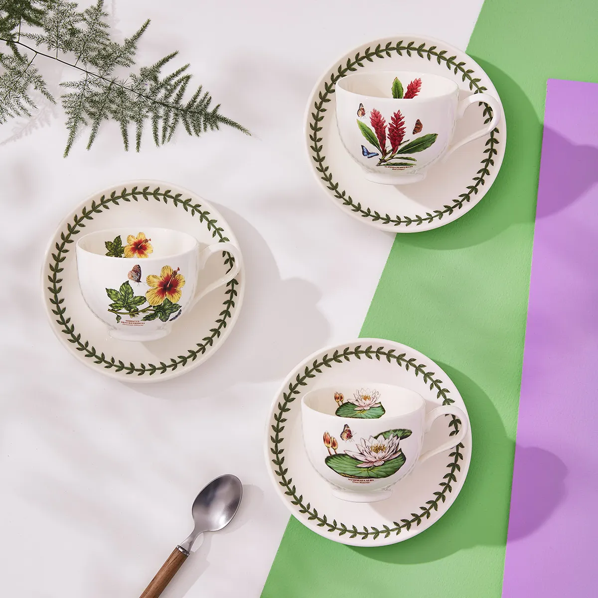 Portmeirion Exotic Botanic Garden Teacup & Saucer, Set of 6 - Image 2