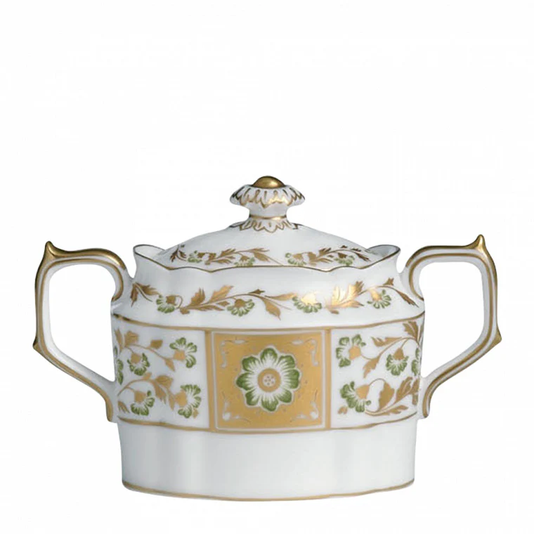 Royal Crown Derby - Derby Panel Green Covered Sugar L/S