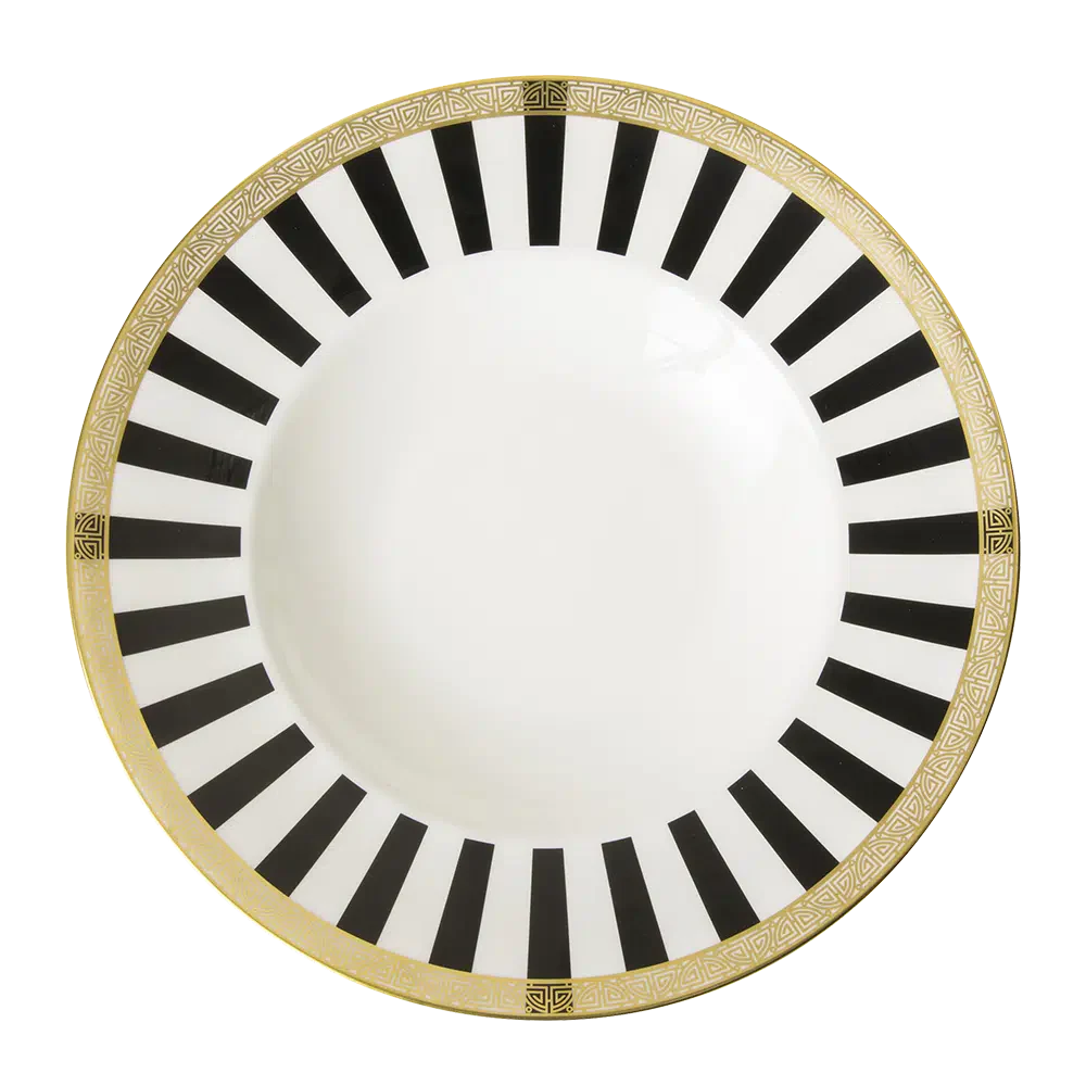 Royal Crown Derby - Satori Black Rimmed Bowl (27cm / 10.5in & 31cl / 11oz)