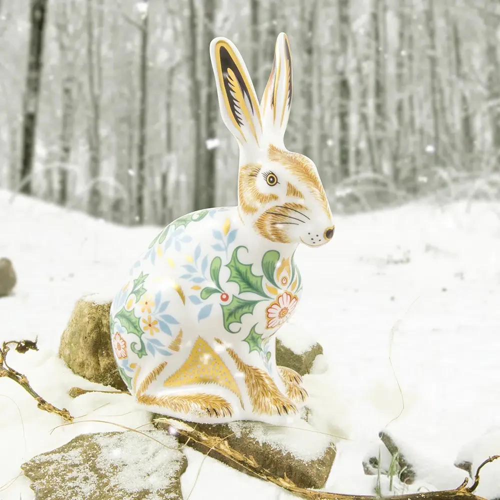 Royal Crown Derby Winter Hare Paperweight - Image 2