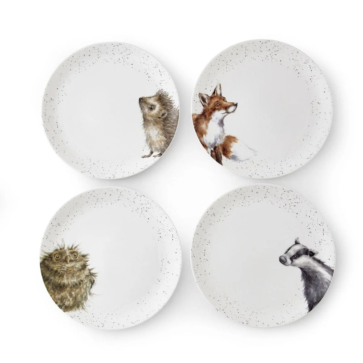 Royal Worcester Wrendale Designs Coupe Dinner Plate (Badger, Hedgehog, Fox, Owl) Set of 4 - Image 2