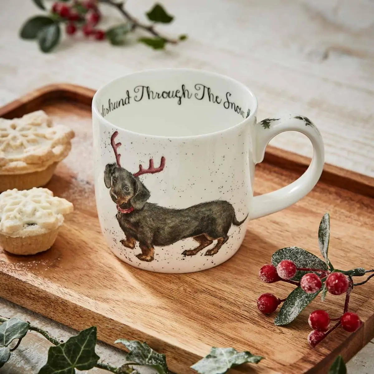 Royal Worcester Wrendale Designs Mug & Coaster Dachshund Through the Snow - Image 2
