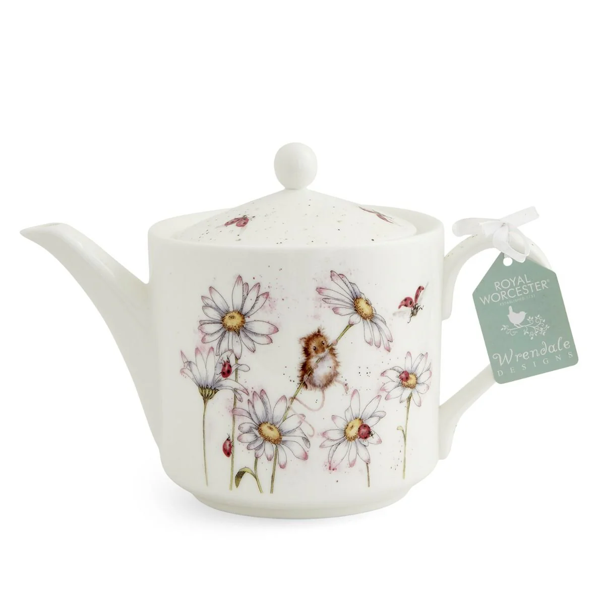 Royal Worcester Wrendale Designs Teapot 2pt (Mouse & Flower) - Image 2
