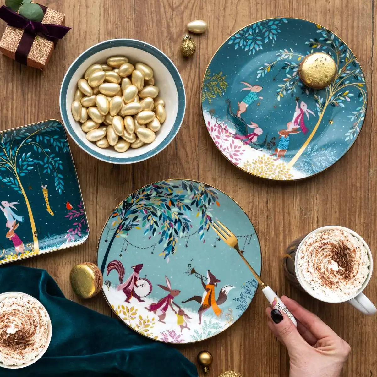 Portmeirion Sara Miller Woodland Tales Candy Bowl - Rabbit Sleigh - Image 5