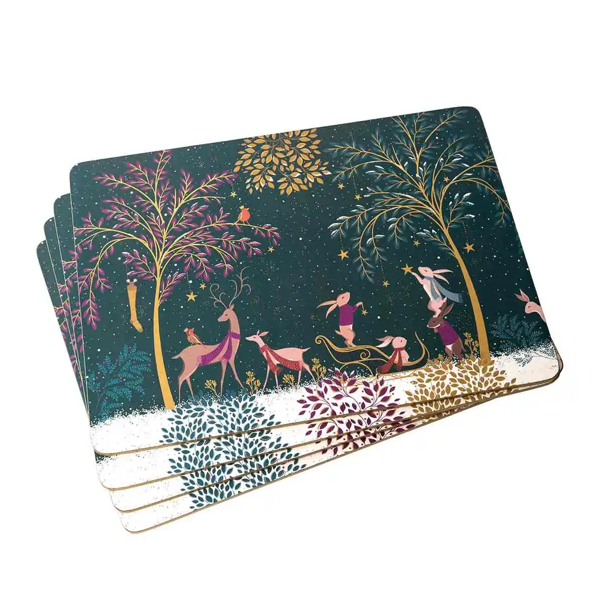 Portmeirion Sara Miller Woodland Tales Large Deer & Robin Placemats , Set of 4 - Image 4