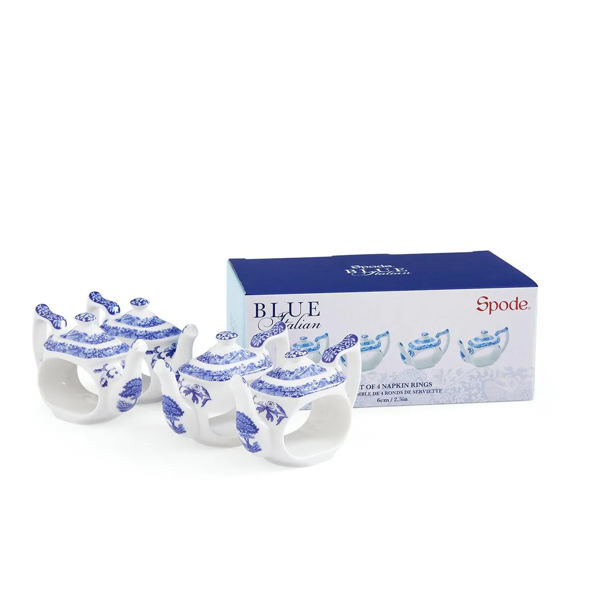 Spode Blue Italian Teapot Napkin Rings, Set of 4 - Image 4