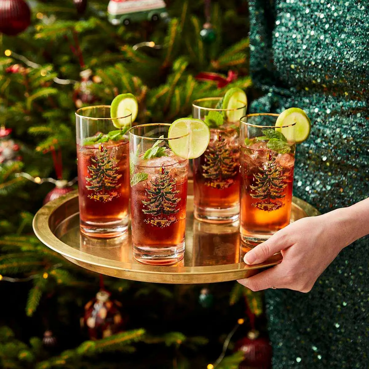 Spode Christmas Tree Highball Glass 15oz Set of 4 - Image 2