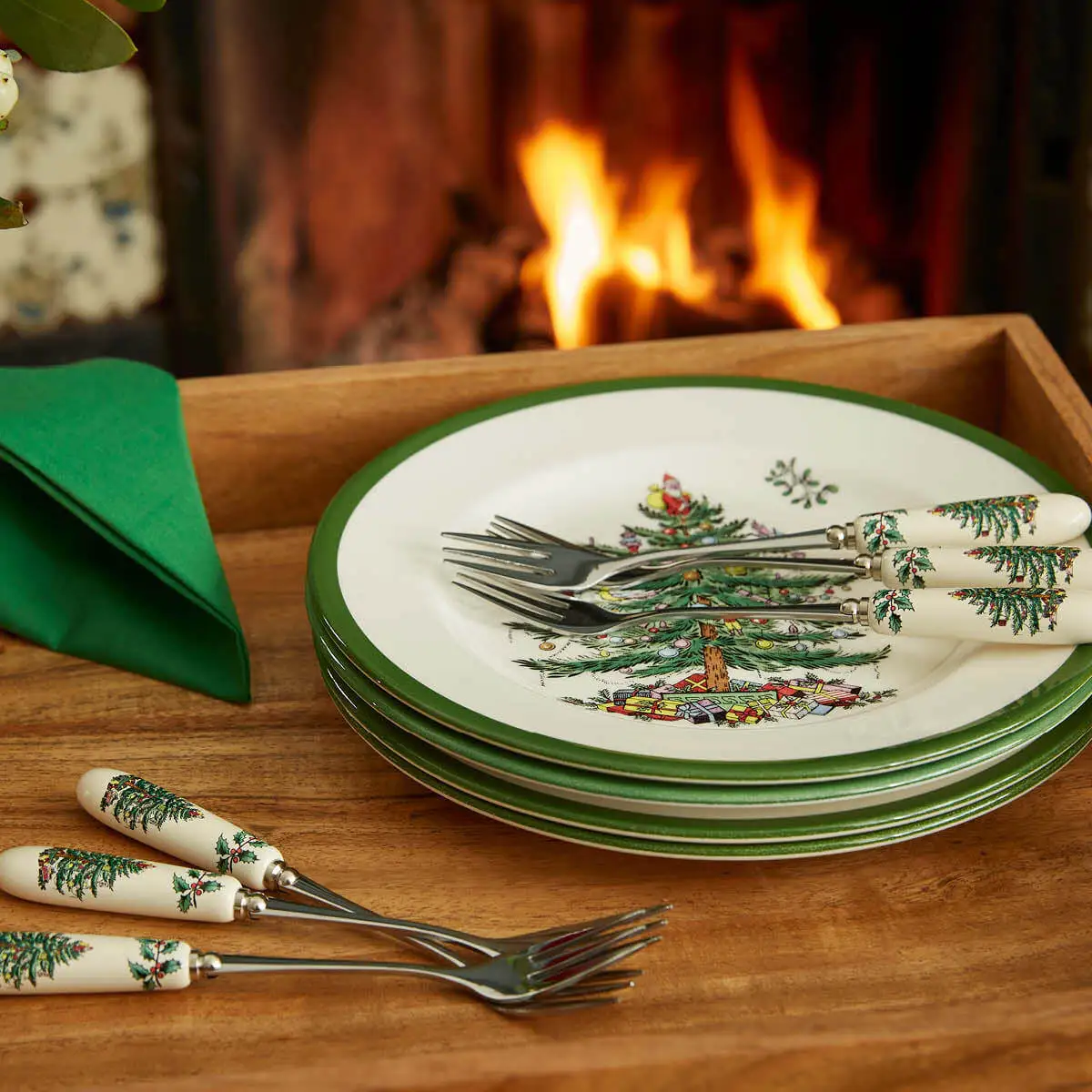 Spode Christmas Tree Pastry Forks Set of 6 - Image 2