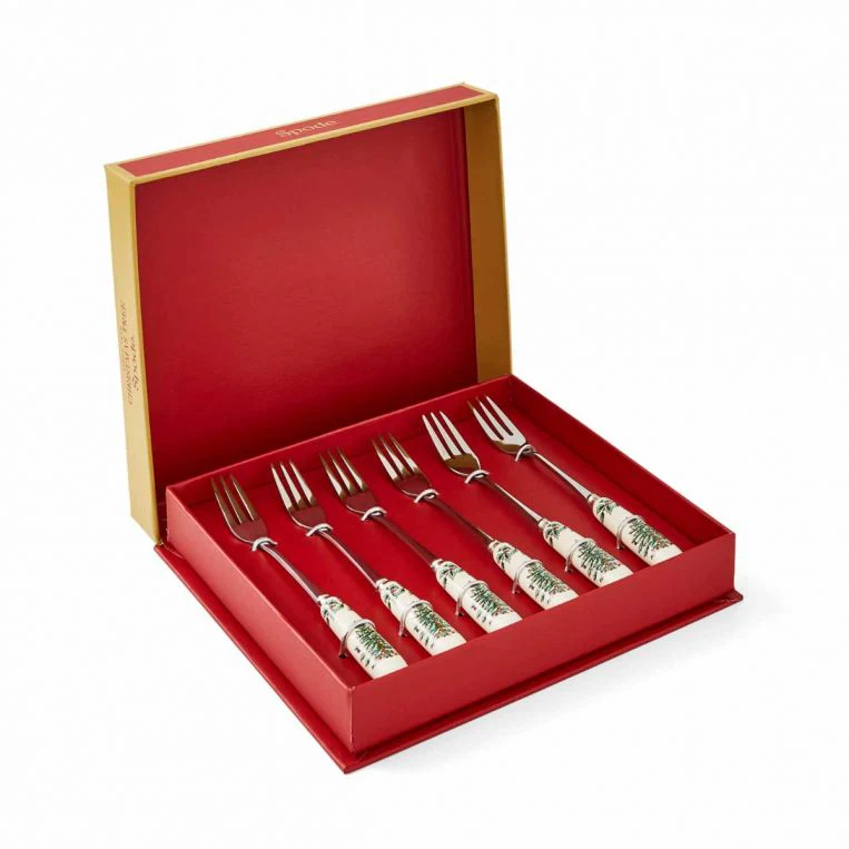 Spode Christmas Tree Pastry Forks Set of 6 - Image 3