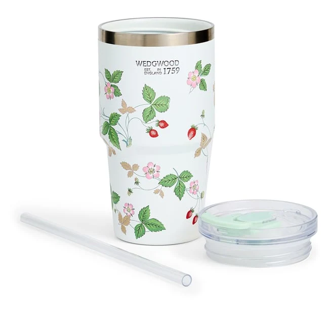 Wedgwood Wild Strawberry Tumbler with Straw - Image 3